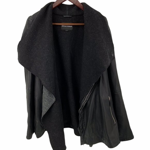 Emporio Armani Lamb Leather Combo Layered Jacket IT 56 US 46 - Picture 4 of 16